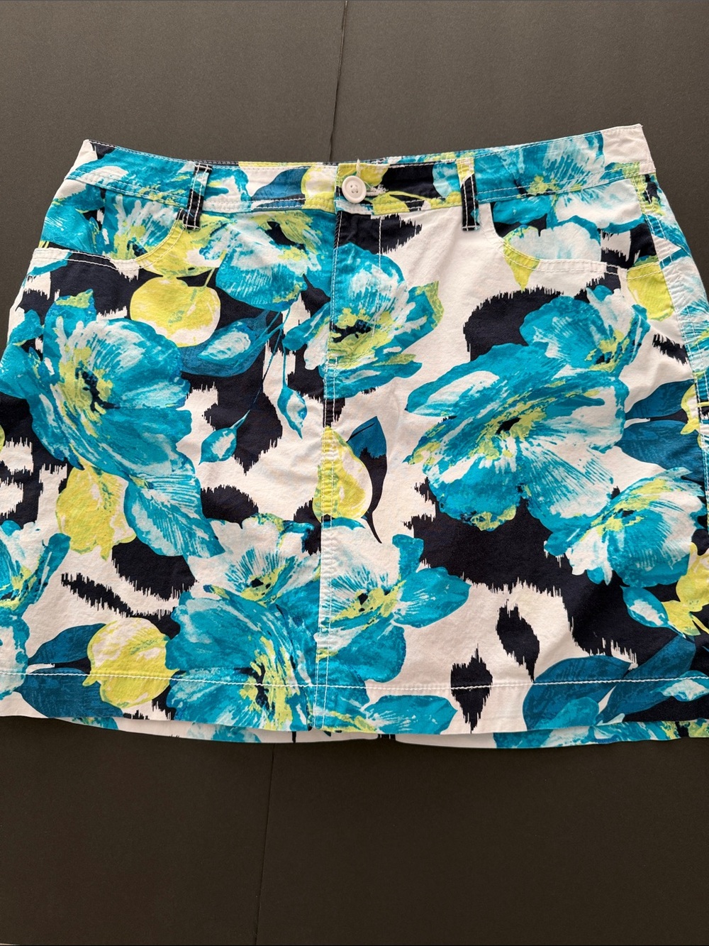 Women's Floral A-Line Skort in Teal & Lime